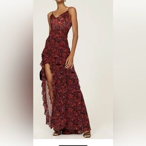 Cinq à Sept Red Floral Maxi Dress